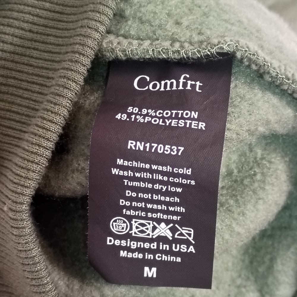 Comfrt Hoodie Mens Medium Olive Green Fleece Pullover Sweatshirt Good Days Ahead - Picture 13 of 13